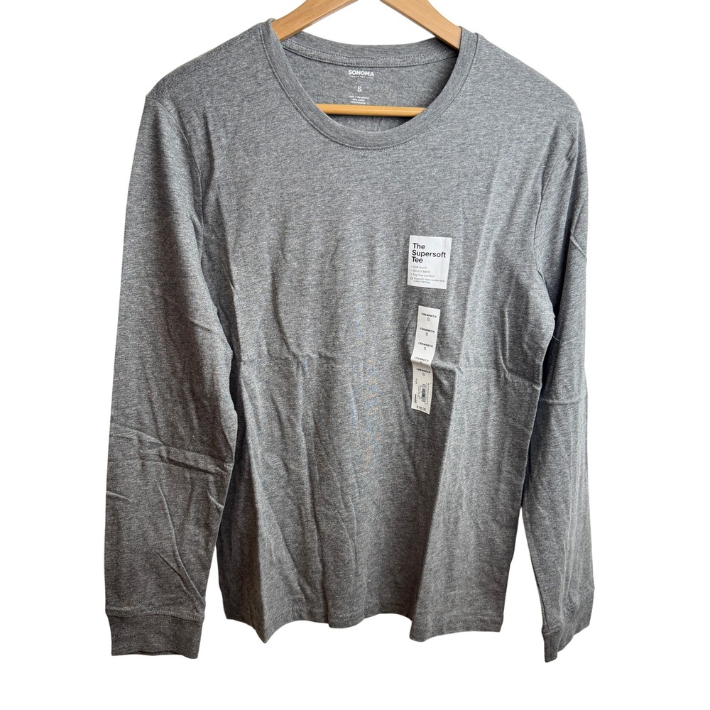 Sonoma Men Supersoft Crewneck Tee S Gray Lightweight‎ Loungewear Tagless